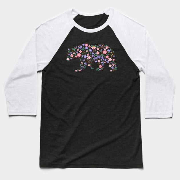 Flower Bear Baseball T-Shirt by SisterSVG